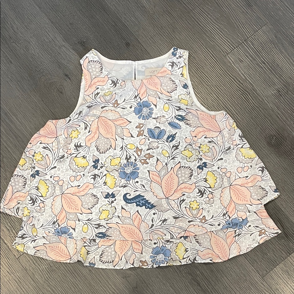 LOFT Floral Blouse - Pink, Blue, Yellow